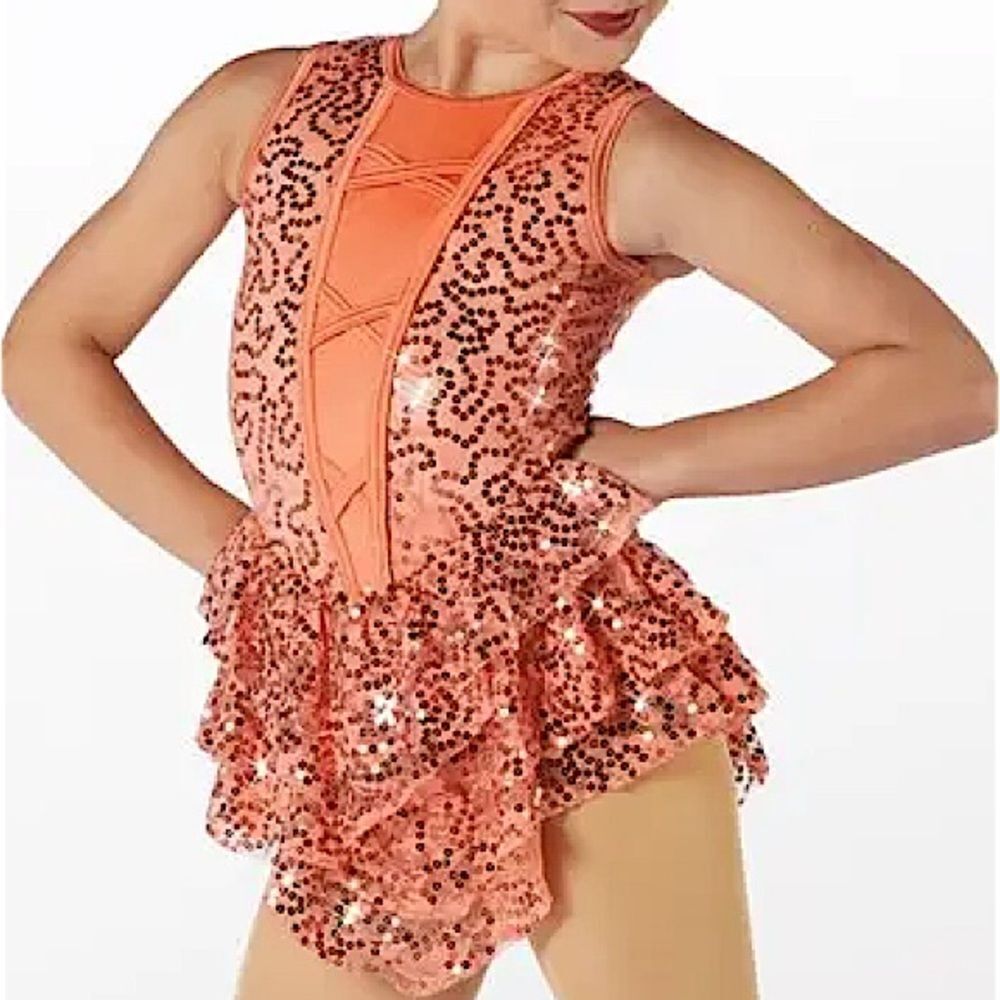 WEISSMAN Dance Costume peach orange lace Your Song
13704 MC-Medium child